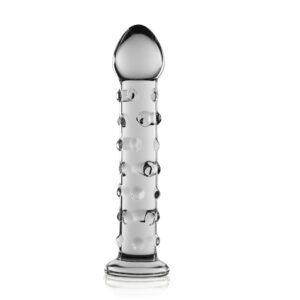Dildo De Cristal 7″ Mike “Perlas Recto” Transparente