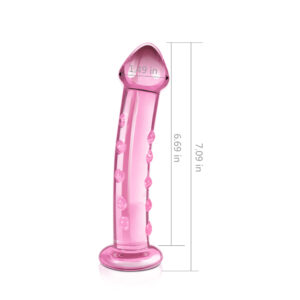 Dildo De Cristal 7,5″ Juanik “Perlas Curvo” Rosado