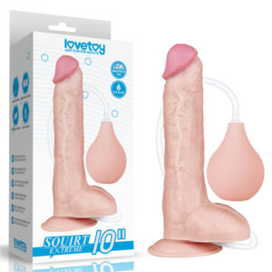 Dildo Eyaculador 10″ Super Suave Con Testículos Lovetoy