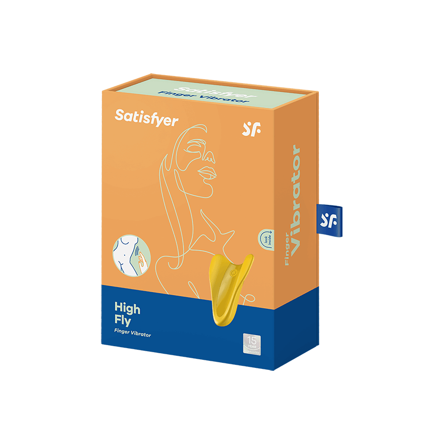 Satisfyer High Fly Yellow Finger Vibrator Package